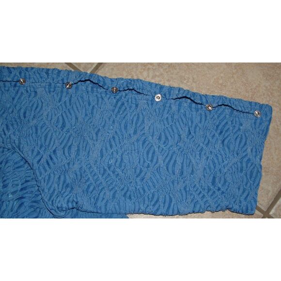 ALFRED DUNNER Blue Plus Sz 3X Textured Stretchy Removeable Mock Necklace Shirt - Picture 5 of 6